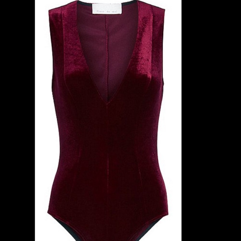 Fleur Du Mal Velvet V Neck Bodysuit NWOT